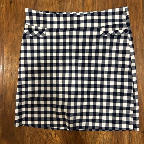 Checkered Navy Blue and White Women's Skirt With Shorts - Picture 2 of 9